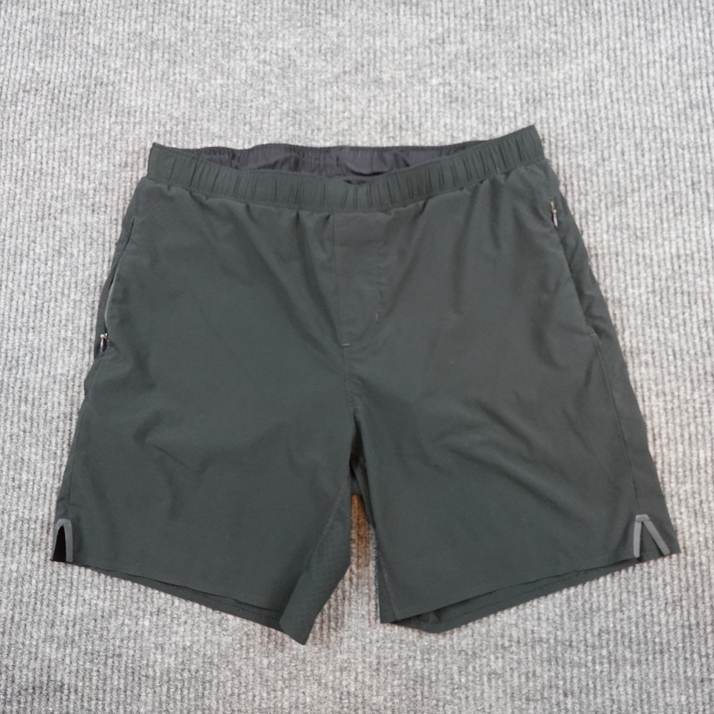 Rhone Shorts Mens Medium Black Lined 7 Inseam Running Drawstring Zip Pockets